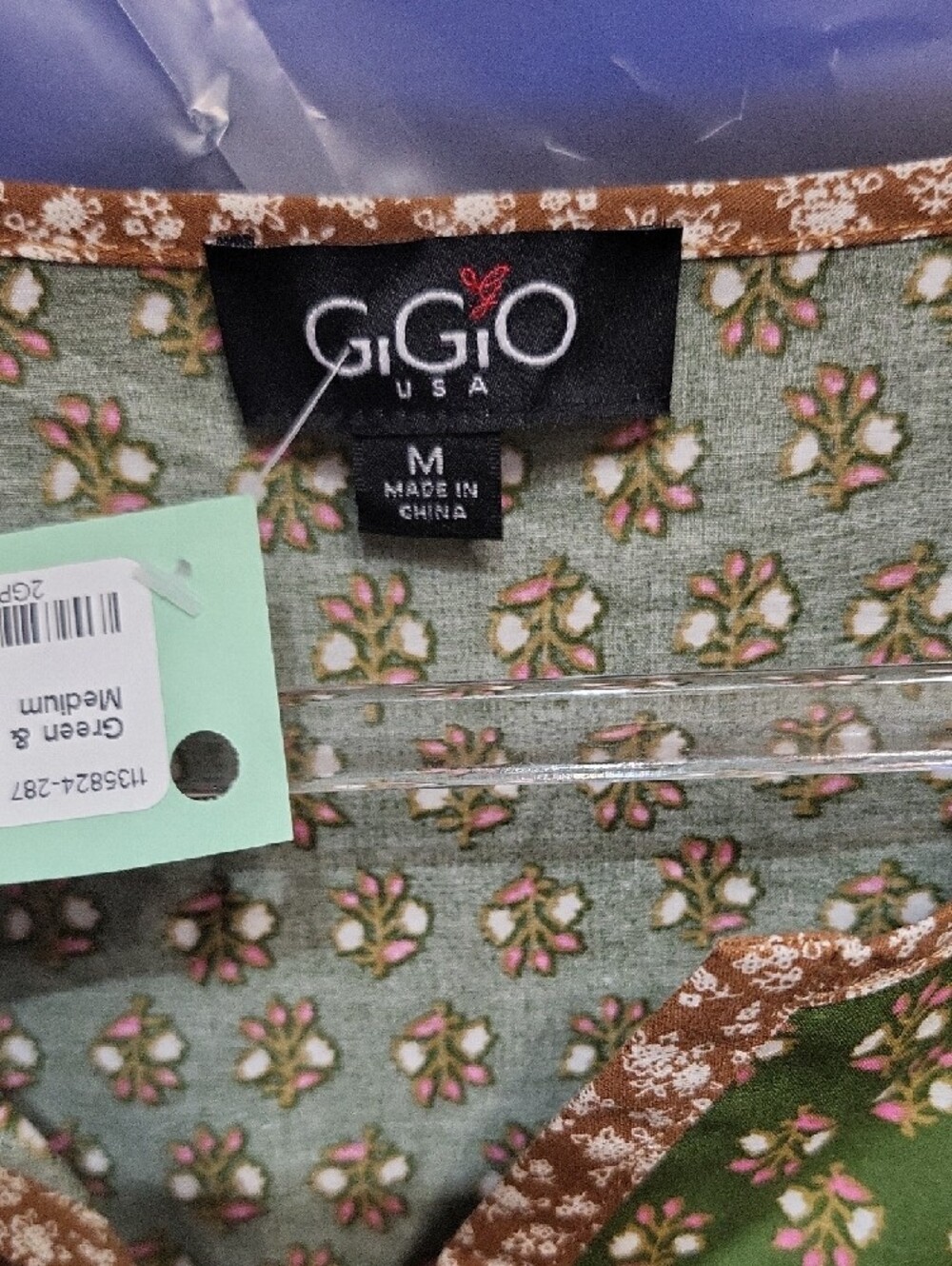 GiGiO Olive and Black Floral-Print Long-Sleeve Blouse - Picture 2 of 2